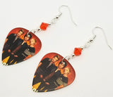 Green Day Group Picture Guitar Pick Earrings with Hyacinth Swarovski Crystals