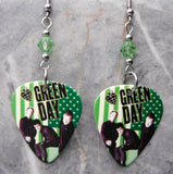 Green Day American Idiot Video Guitar Pick Earrings with Green Swarovski Crystals