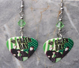 Green Day American Idiot Video Guitar Pick Earrings with Green Swarovski Crystals