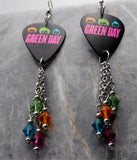 Green Day Guitar Pick Earrings with Swarovski Crystal Dangles