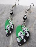 Green Day Guitar Pick Earrings with Black Swarovski Crystals