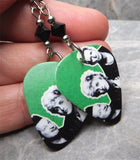 Green Day Guitar Pick Earrings with Black Swarovski Crystals