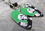 Green Day Guitar Pick Earrings with Black Swarovski Crystals