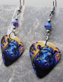 Color Rich Hippopotamus Guitar Pick Earrings with Burgundy ABx2 Swarovski Crystals