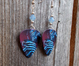 Iron Maiden Guitar Pick Earrings with Air Opal Swarovski Crystals