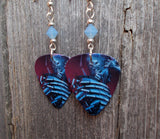 Iron Maiden Guitar Pick Earrings with Air Opal Swarovski Crystals
