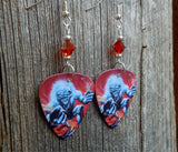 Iron Maiden A Real Live One Guitar Pick Earrings with Red Swarovski Crystals
