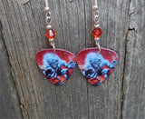 Iron Maiden A Real Live One Guitar Pick Earrings with Red Swarovski Crystals