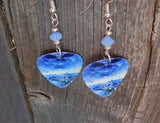 Iron Maiden Brave New World Guitar Pick Earrings with Air Opal Swarovski Crystals