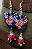 Iron Maiden Guitar Pick Earrings with Opaque Red Swarovski Crystal Dangles