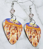 Iron Maiden Powerslave Guitar Pick Earrings with Golden Shadow Swarovski Crystals