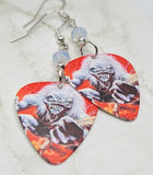 Iron Maiden A Real Live One Guitar Pick Earrings with Opal Swarovski Crystals
