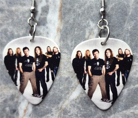 Iron Maiden Group Picture Guitar Pick Earrings