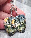 Iron Maiden A Matter of Life and Death Guitar Pick Earrings with Gray Swarovski Crystals