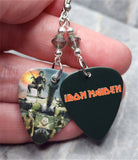 Iron Maiden A Matter of Life and Death Guitar Pick Earrings with Gray Swarovski Crystals