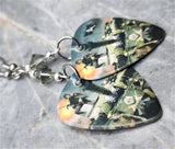 Iron Maiden A Matter of Life and Death Guitar Pick Earrings with Gray Swarovski Crystals