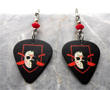 Jason Voorhees Friday the 13th Guitar Pick Earrings with Opaque Red Swarovski Crystals