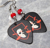 Jason Voorhees Friday the 13th Guitar Pick Earrings with Opaque Red Swarovski Crystals