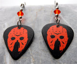 Jason Voorhees Friday the 13th Guitar Pick Earrings with Fire Opal Swarovski Crystal Bicones