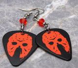 Jason Voorhees Friday the 13th Guitar Pick Earrings with Fire Opal Swarovski Crystal Bicones