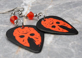 Jason Voorhees Friday the 13th Guitar Pick Earrings with Fire Opal Swarovski Crystal Bicones