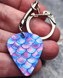 Purple, Pink and Blue Mermaid Tail Scales Guitar Pick Key Chain