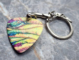 Peacock Two-Sided Guitar Pick Key Chain