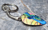 Peacock Two-Sided Guitar Pick Key Chain