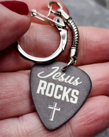Jesus Rocks Guitar Pick Keychain