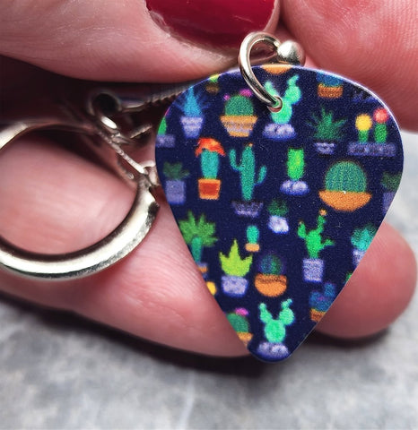 A Variety of Cactus Guitar Pick Keychain