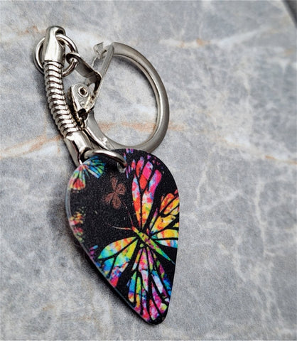 Multicolored Butterfly Guitar Pick Keychain