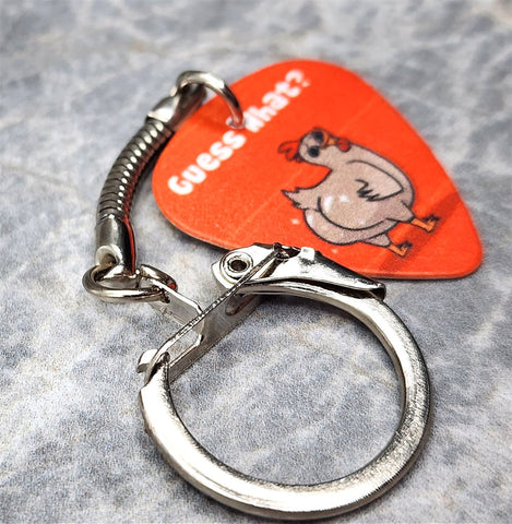 Guess What Chicken Butt Joke Guitar Pick Keychain