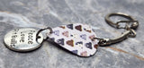 Pit Bull Gray Guitar Pick Keychain with Peace, Love and Pit Bulls Charm