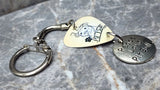 I love Pit Bull Guitar Pick Keychain with Peace, Love and Pit Bulls Charm