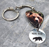 Grizzly Bear Guitar Pick Keychain with Mama Bear Stainless Steel Charm