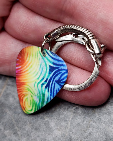 Tie Dye Guitar Pick Keychain