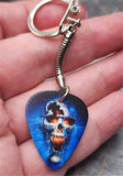 Skull with Inner Fire Guitar Pick Keychain