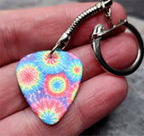 Tie Dye Fireworks Guitar Pick Keychain