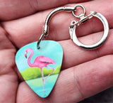 Pink Flamingo Guitar Pick Keychain