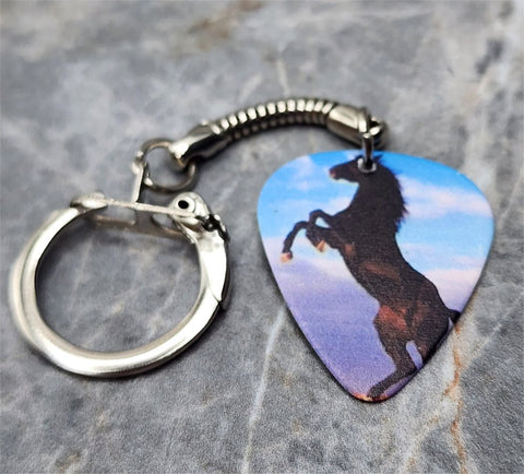 Horse Rearing Up Guitar Pick Keychain