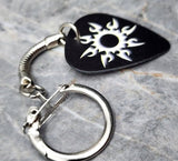 Tribal Sun Black Guitar Pick Keychain