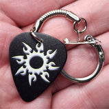 Tribal Sun Black Guitar Pick Keychain