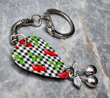 Gingham and Cherries Guitar Pick Keychain