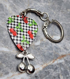 Gingham and Cherries Guitar Pick Keychain