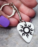 Tribal Sun White Guitar Pick Keychain