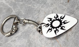 Tribal Sun White Guitar Pick Keychain