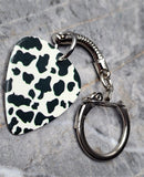 Cow Print Pattern Guitar Pick Keychain