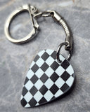 Black and White Checkered Guitar Pick Keychain