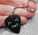 Cute Black Cat Face Guitar Pick Keychain