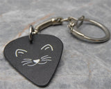 Cute Black Cat Face Guitar Pick Keychain